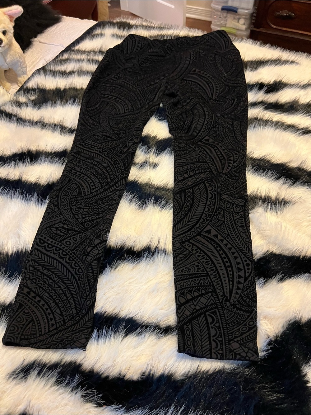 MarlaWynne Black Velvet Patterned pants
